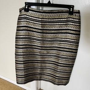 Black and Metallic Gold stripped Holiday Skirt